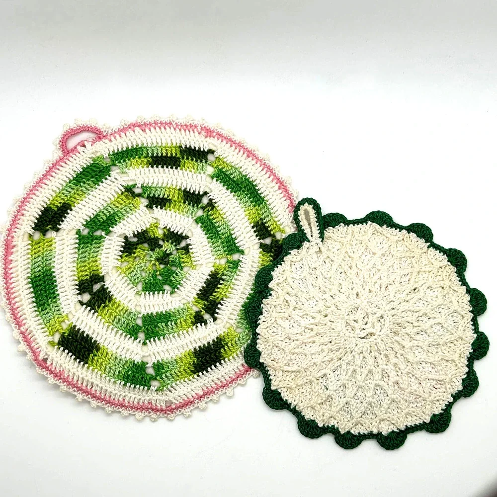 Vintage Handmade‎ Crochet Potholders Lot of 2